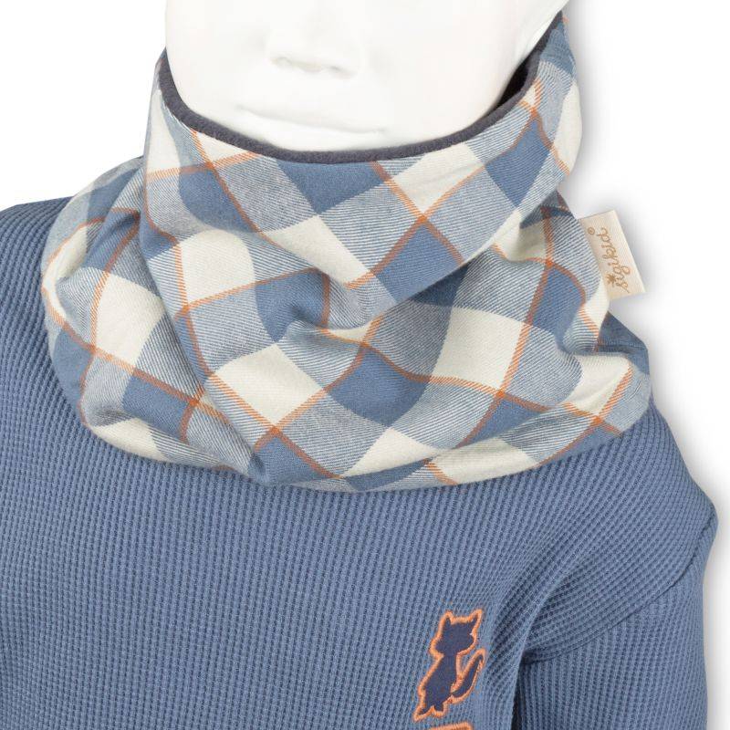 Sigikid Kinder Fleece Loopschal, grau oder blau-weiß kariert Blitzangebot