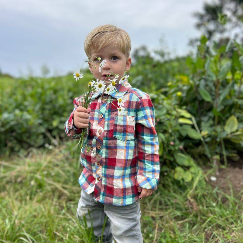 Sigikid Kinder Langarm Karo-Flanellhemd, rot-blau Große Rabatte