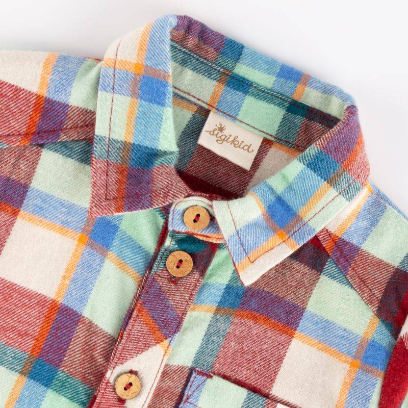 Sigikid Kariertes Baby Flanellhemd Dino World, Langarm Neueste Stile