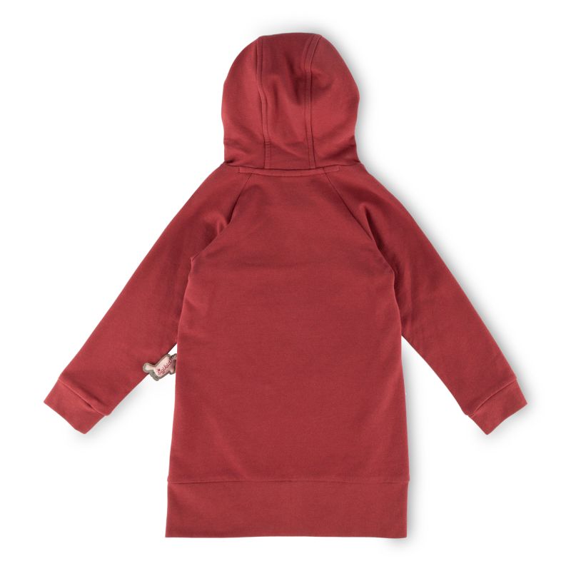 Sigikid Kinder Sweatkleid mit Kapuze und Stickmotiv Blumen, dunkelrot Bis zu 50% Rabatt