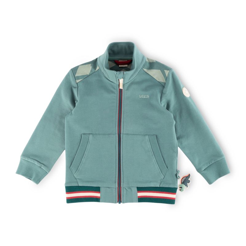 Sigikid Kinder Sweatjacke mit Dino Motiv, grün Nur für heute