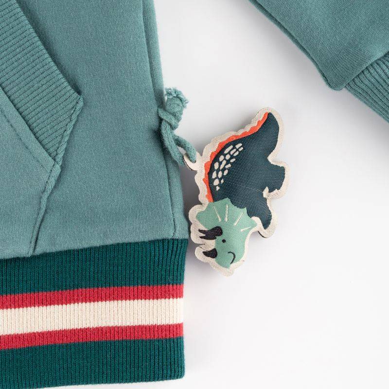 Sigikid Kinder Sweatjacke mit Dino Motiv, grün Nur für heute
