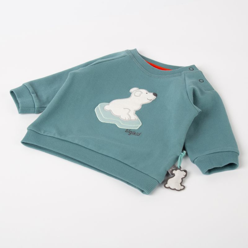 Sigikid Baby Sweatshirt mit Eisbär Motiv, türkis Sonderangebot der Fabrik