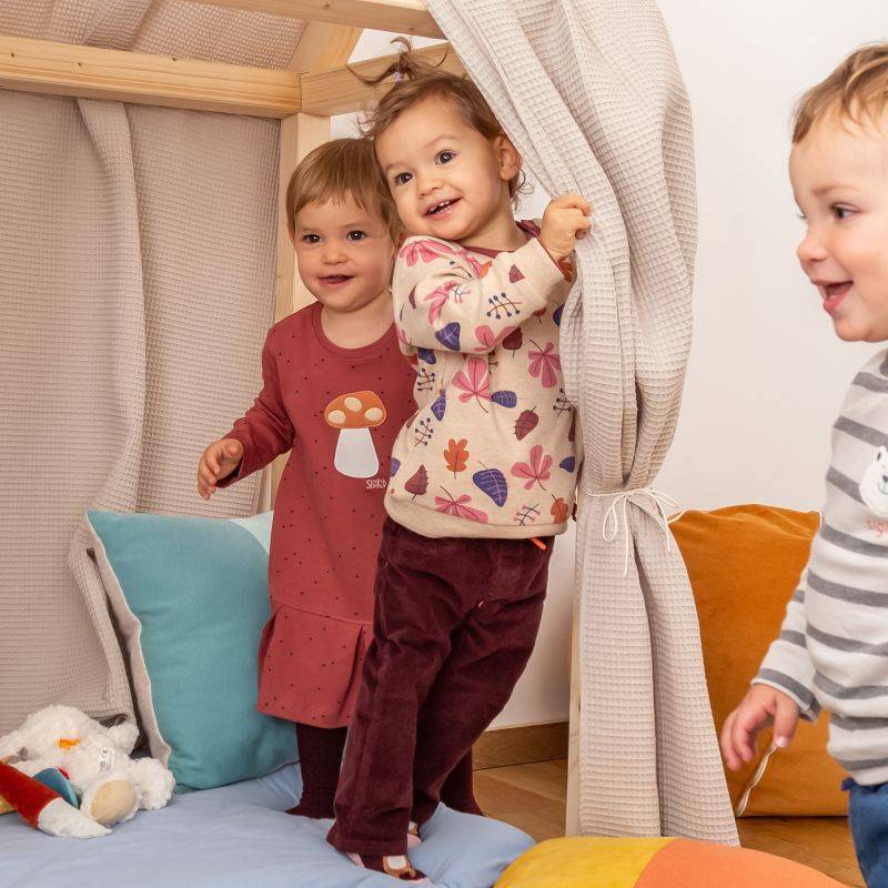 Sigikid Baby Kleid rotbraun mit Pünktchen und Herbst Motiv Riesige Rabatte