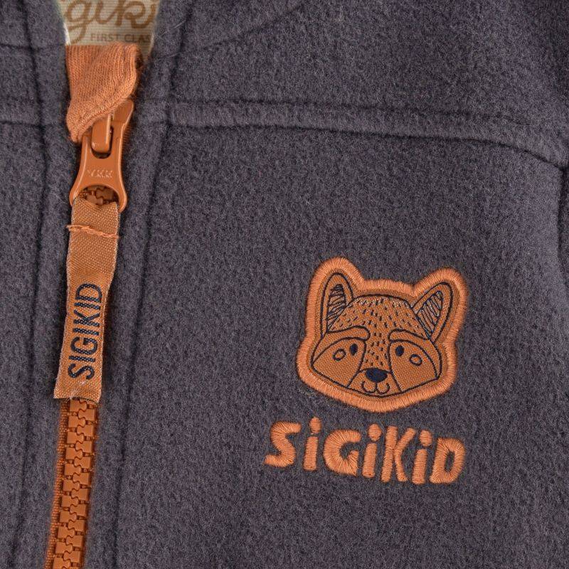 Sigikid Baby Fleeceoverall mit Bären Motiv, dunkelgrau 50% Rabatt mit kostenlosem Versand