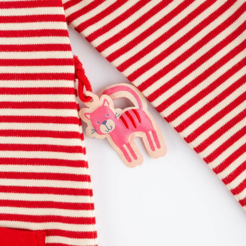 Sigikid Kinder Ringelkleid mit Katzen Motiv, rot-weiß Auslauf