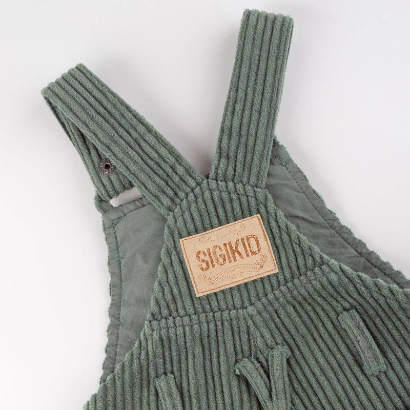 Sigikid Baby Cord Latzhose, grün im Angebot