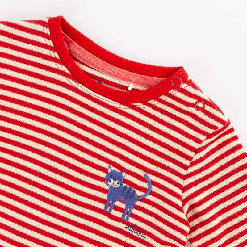 Sigikid Baby Ringelkleid mit Katzen Motiv, rot-weiß Günstiger Verkauf