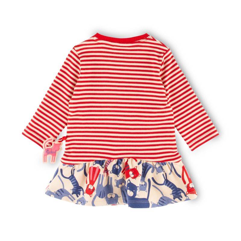 Sigikid Baby Ringelkleid mit Katzen Motiv, rot-weiß Günstiger Verkauf