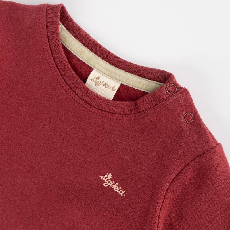Sigikid Baby Sweat Longshirt mit Stickmotiv Blumen, dunkelrot Fabrik Onlineshop