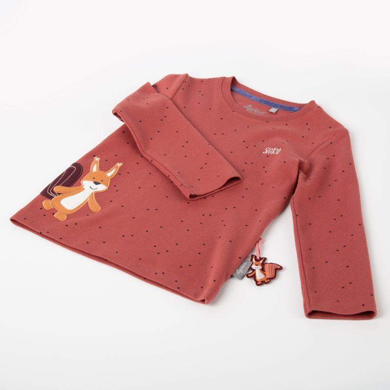 Sigikid Kinder Langarmshirt mit Eichhörnchen Motiv, rotbraun mit Pünktchen Versandkostenfrei