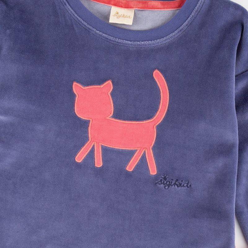 Sigikid Kinder Nicki Langarmshirt mit Katzen Motiv, blau Saisonschlussverkauf