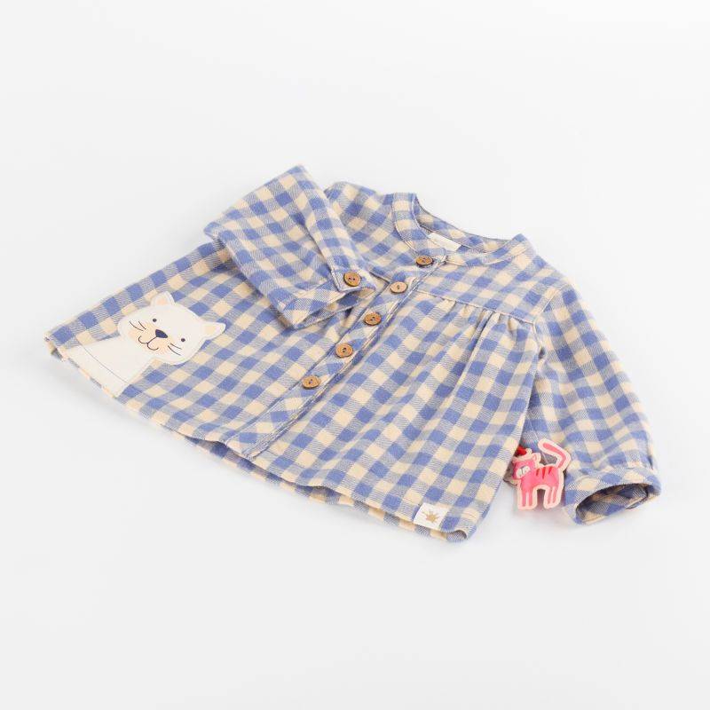 Sigikid Baby Karo-Flanellbluse mit Katzen Motiv, blau-weiß Valentinstagsangebot