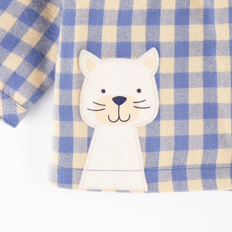 Sigikid Baby Karo-Flanellbluse mit Katzen Motiv, blau-weiß Valentinstagsangebot