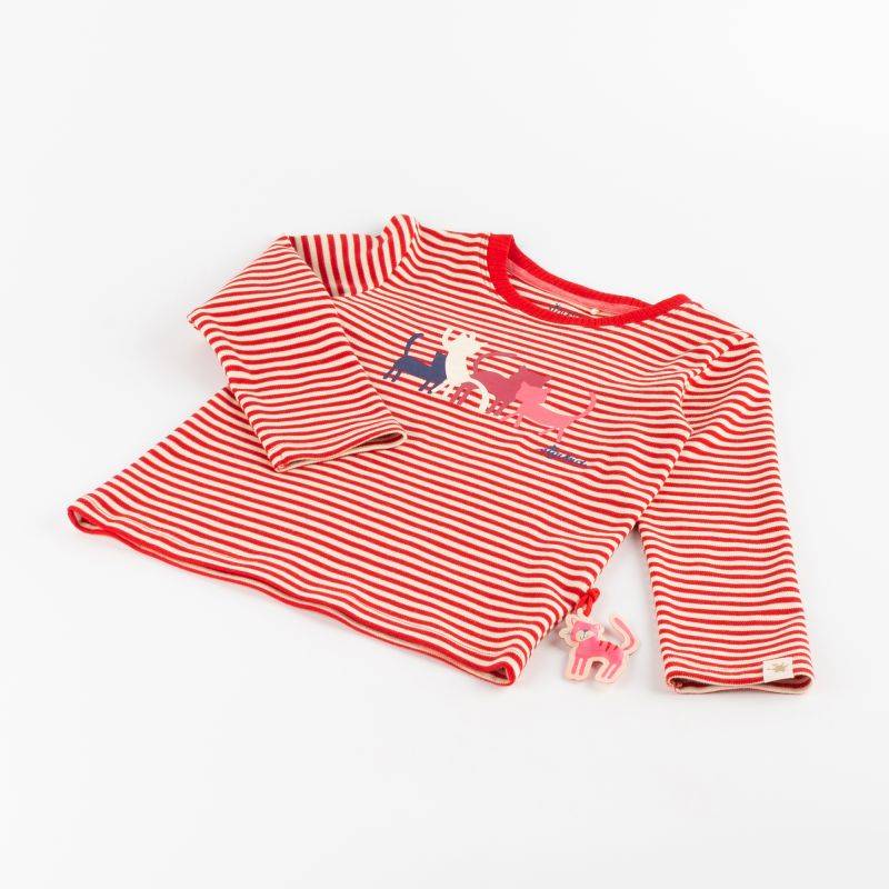 Sigikid Kinder Langarmshirt Katze, rot-weiß geringelt Lagerräumung