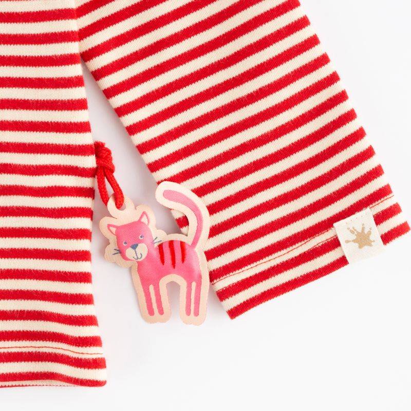 Sigikid Kinder Langarmshirt Katze, rot-weiß geringelt Lagerräumung
