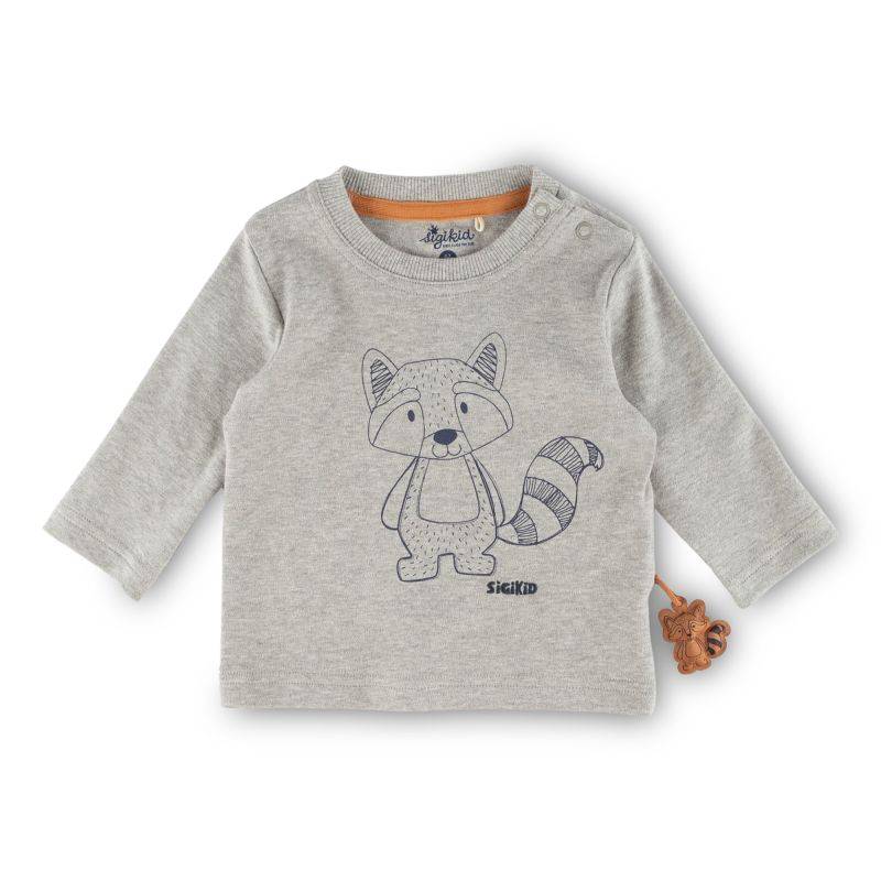 Sigikid Baby Langarmshirt mit Waschbären Motiv, grau Blitzangebot