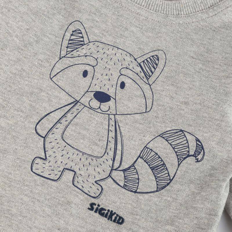 Sigikid Baby Langarmshirt mit Waschbären Motiv, grau Blitzangebot
