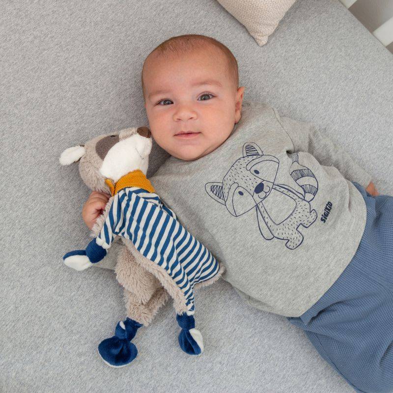 Sigikid Baby Langarmshirt mit Waschbären Motiv, grau Blitzangebot