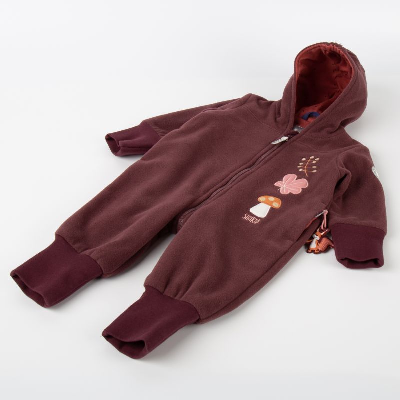 Sigikid Baby Fleece Overall mit Herbstmotiven, dunkelrot VIP-Rabatte