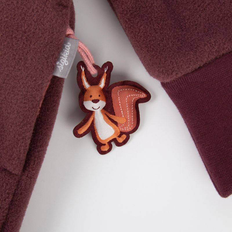 Sigikid Baby Fleece Overall mit Herbstmotiven, dunkelrot VIP-Rabatte