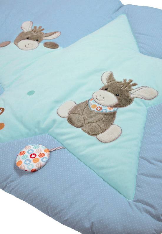 Sterntaler Krabbeldecke Emmi in Blau und Weiß, Motiv Esel Fabrikverkauf