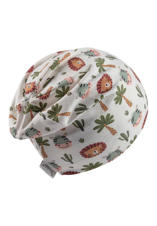 Sterntaler Beanie bedruckt mit niedlichen Safari-Tieren in ecru Kostenloser Versand international