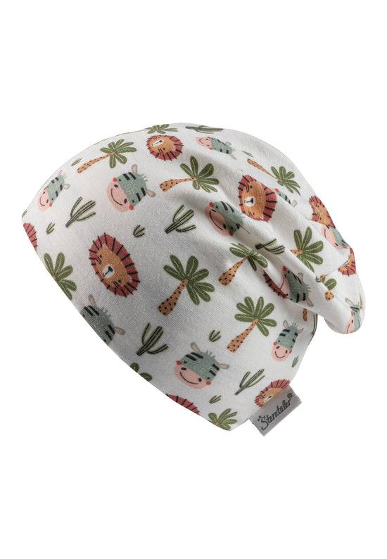 Sterntaler Beanie bedruckt mit niedlichen Safari-Tieren in ecru Kostenloser Versand international
