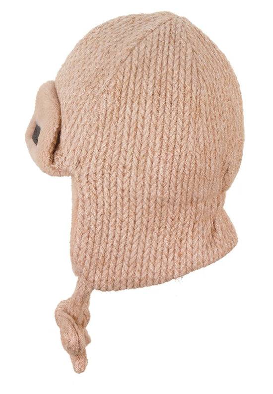 Sterntaler Fliegermütze in Strickoptik mit Bindeband zollfrei