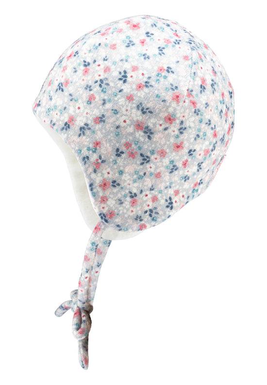 Sterntaler Inkamütze bedruckt mit Streublumen aus Strickware Fabrikpreis