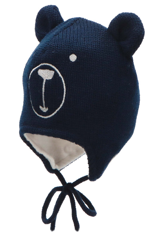Sterntaler Strickmütze aus Wolle (Merino) mit Bärengesicht Rabatt