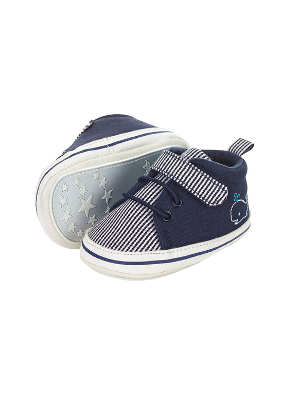 Sterntaler Babyschuh Marine aus Materialmix mit Stickerei Wal Online Outlet