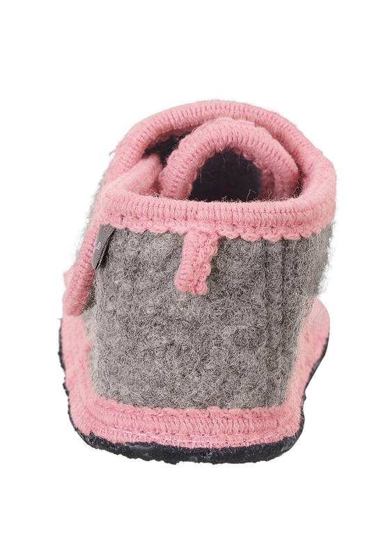 Sterntaler Hausschuhe aus Filz in Grau mit Einfassband Rosa Tiefpreis
