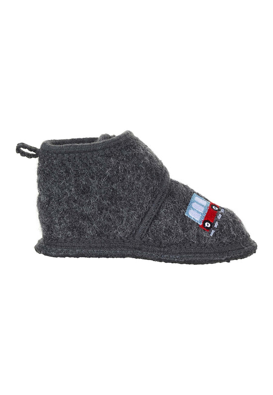 Sterntaler Hausschuhe mit Stickerei Eisenbahn in Eisengrau Wochenangebot
