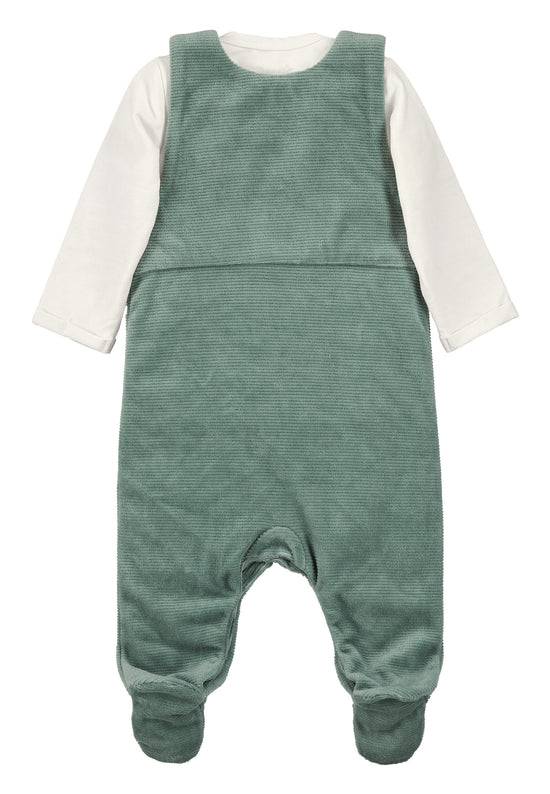 Sterntaler Strampler-Set Nicki Bär Ben in Dunkelgrün und Ecru Outlet