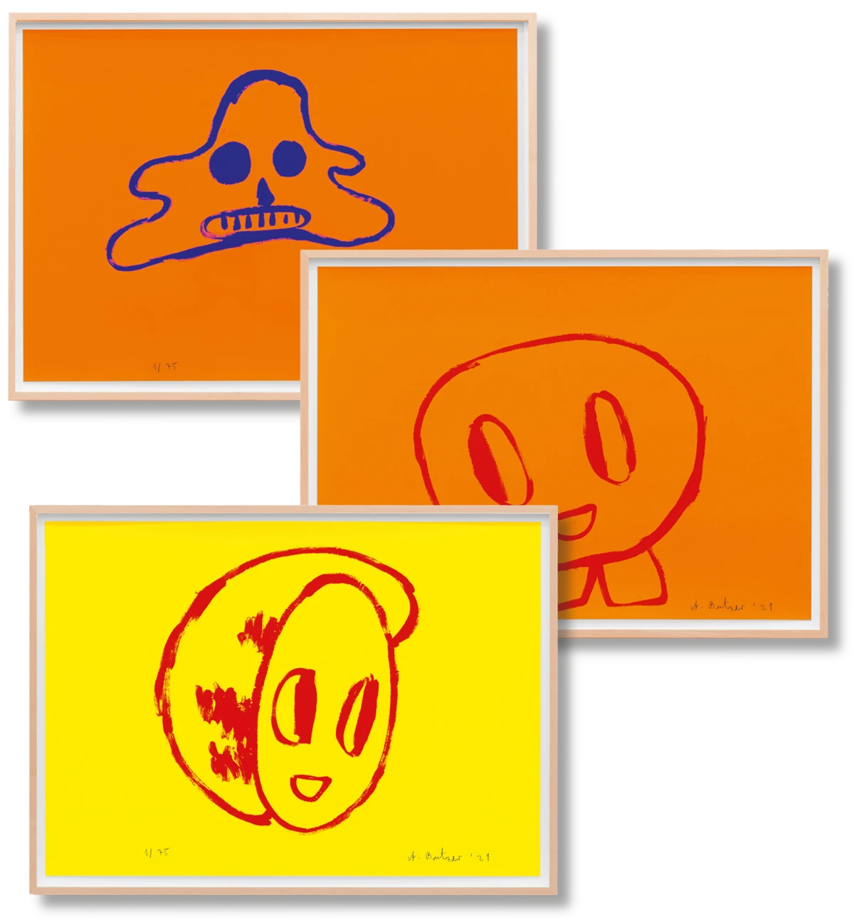 TASCHEN André Butzer. Set of 3 Screenprints ‘Untitled 4–6’, 2021